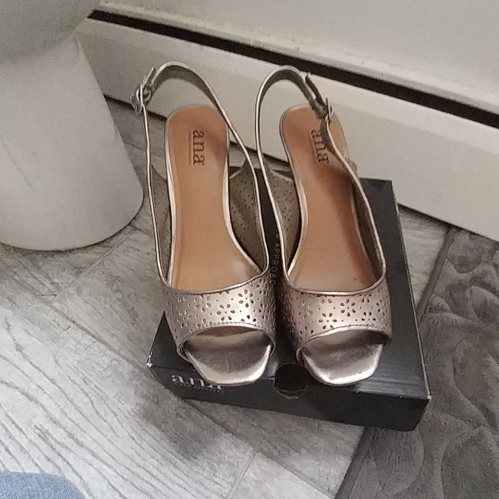 Silver wedge sandals